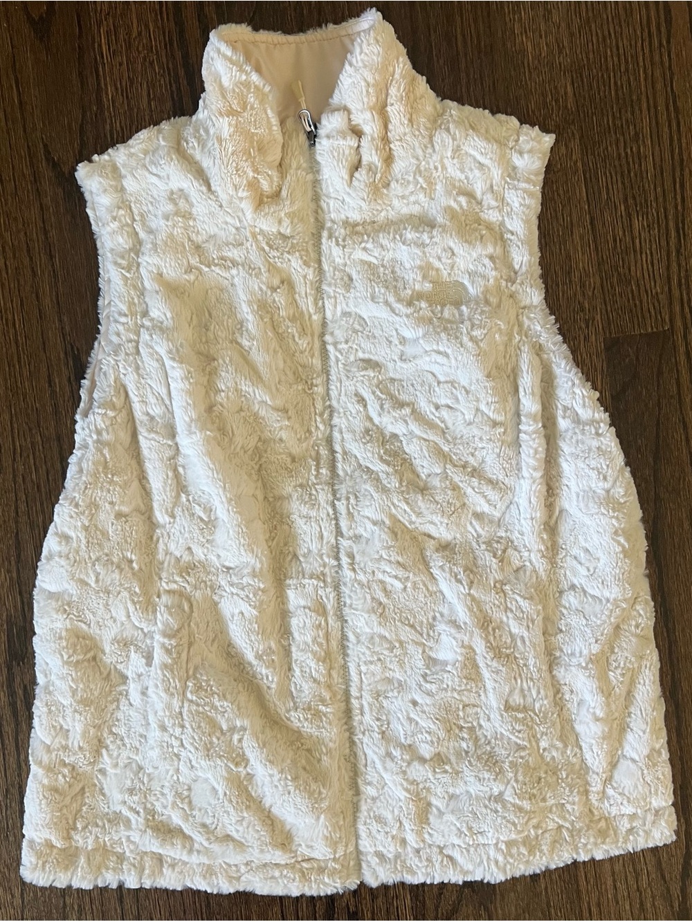 The North Face Reversible Cream Fuzzy Sherpa Vest